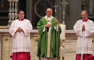 Pope Francis celebrates the opening Mass of the 2014 Extraoridinary Synod on the Family in St. Peter's Basilica, Oct. 5, 2014.   Bohumil Petrik/CNA.