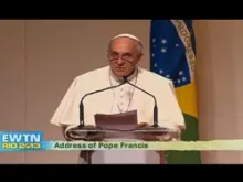 Pope Francis delivers his farewell speech to Brazil July 28, 2013. 