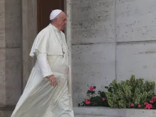 Pope Francis departs the Vatican's Synod Hall, Oct. 16, 2014. 
