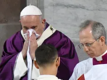 Pope Francis during Ash Wednesday Mass Feb. 26, 2020. 