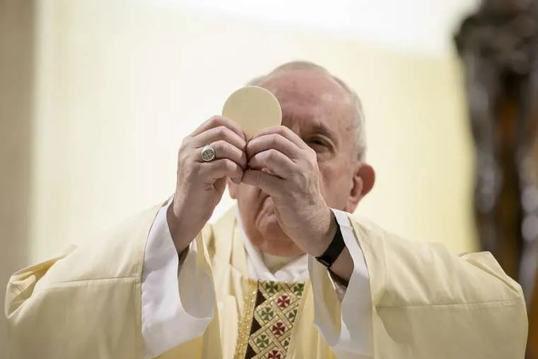 Pope Francis during Mass in the Casa Santa Marta May 16, 2020. ?w=200&h=150