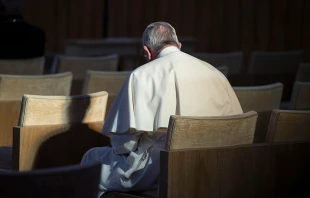 Pope Francis reflects during a retreat in Ariccia, Italy, March 2016.   L'Osservatore Romano.