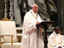 Pope Francis during the Chrism Mass on Holy Thursday in St. Peter's Basilica on April 2, 2015. 