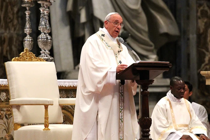 Pope Francis during the Chrism Mass on Holy Thursday in St Peters Basilica on April 2 2015 Credit Yahaira Jacquez CNA 4 2 15