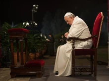 Pope Francis during the Stations of the Cross at the Coliseum in Rome, Italy on April 3, 2015. 