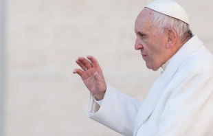 Pope Francis during the general audience in St. Peter's Square Jan. 24, 2018.   Daniel Ibanez/CNA.