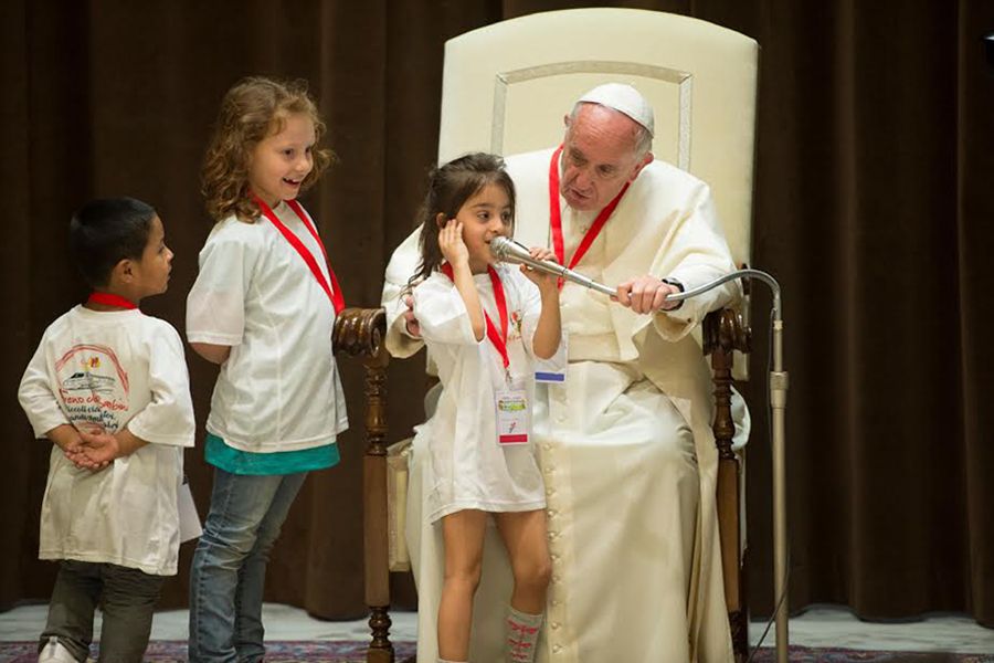 Pope Francis listened to the testimonies of several children from earthquake-struck areas on Saturday, June 3, 2017 at the Vatican. ?w=200&h=150