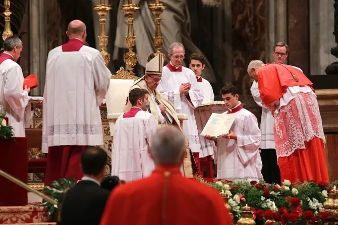 Pope Francis elevates 17 new cardinals during the Nov 19 2016 consistory Credit Daniel Ibaez CNA