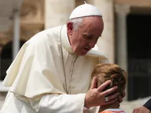 Pope Francis embraces a child at the general audience in St. Peter's Square on Sept 2, 2015. 