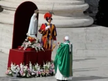 Pope Francis entrusts the word to the Virgin Mary Oct. 13. 