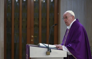 Pope Francis gives a homily at Mass March 26, 2020.   Vatican Media.