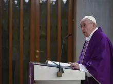Pope Francis gives a homily at Mass March 26, 2020. 