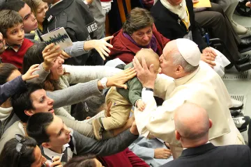 Pope Francis gives an audience to Autism Conference participants in Paul VI Hall on Nov 22 2014 Credit Bohumil Petrik CNA 5 CNA 11 22 14