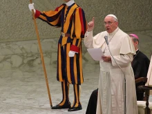 Pope Francis, one of the signatories of the Declaration Against Slavery, speaks in the Vatican, Nov. 2014. 