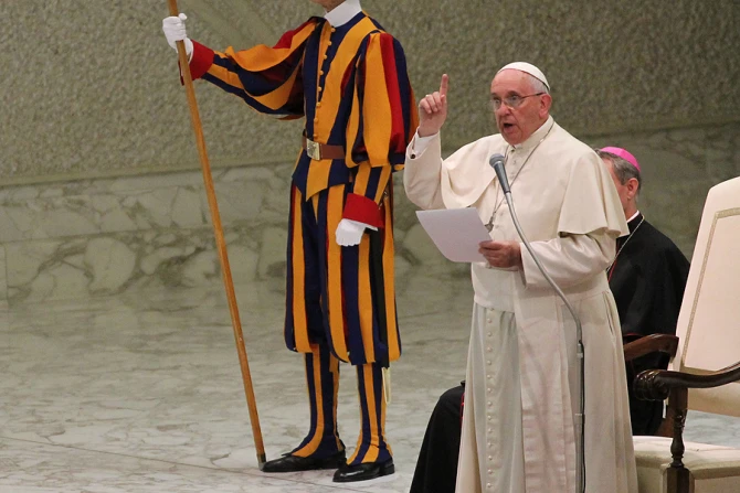 Pope Francis gives an audience to physicians and doctors at the Vatican in Paul VI Hall on Nov 17 2014 Credit Bohumil Petrik CNA 4 CNA 11 17 14