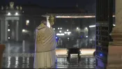 Pope Francis gives an extraordinary Urbi et Orbi blessing from the loggia of St. Peter's Basilica March 27, 2020.