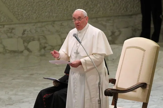 Pope Francis gives his Wednesday general audience inside the Vatican's Paul VI Hall on Jan. 28, 2015. ?w=200&h=150