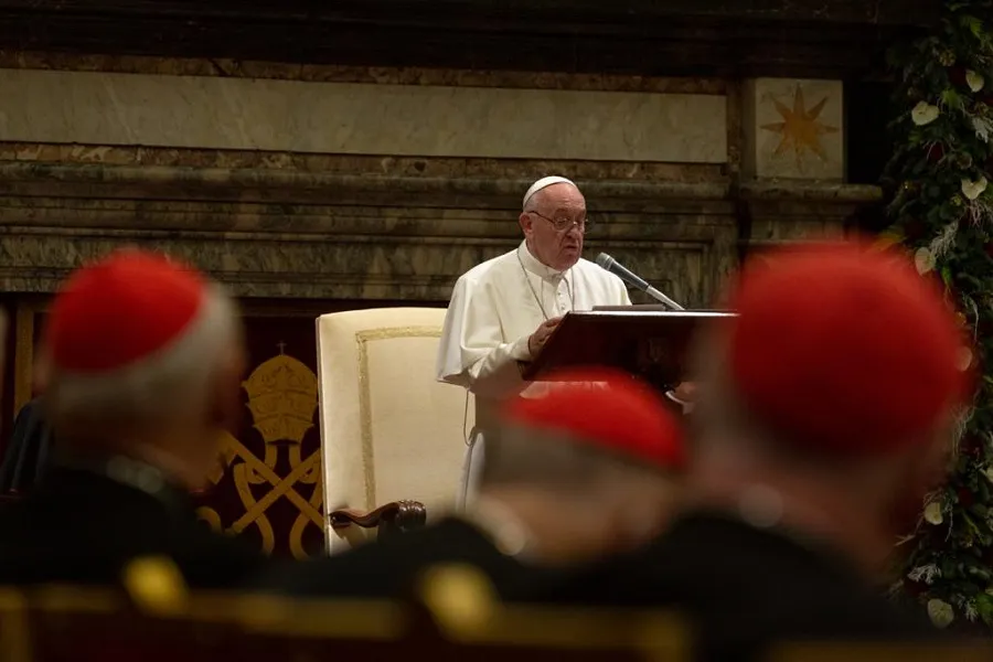 Pope Francis gives his annual Christmas greeting to the Roman Curia Dec. 21, 2019. ?w=200&h=150