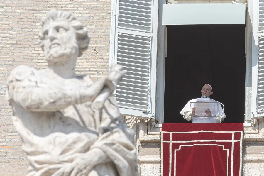 Pope Francis gives the Angelus address Feb. 21, 2021. Credit: Daniel Ibanez/CNA.?w=200&h=150