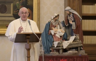 Pope Francis gives the Angelus address Jan. 1, 2021. Credit: Vatican Media.