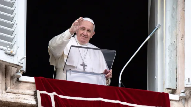 Pope Francis gives the Angelus address on Dec. 8, 2020. Credit: Vatican Media.