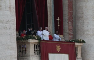 Pope Francis gives the