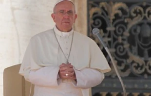 Pope Francis gives the Wednesday general audience in St. Peter's Square on October 2, 2013.   Elise Harris/CNA.