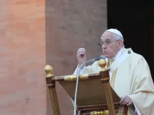 Pope Francis gives the homily at Mass for the Solemnity of All Saints in Rome's Verano cemetery, Nov. 1, 2014. 
