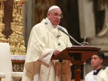 Pope Francis gives the homily during Mass in St. Peter's Basilica for the Feast of Our Lady of Guadalupe on Dec. 12, 2014. 