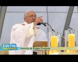 Pope Francis gives the homily during the closing Mass of WYD, July 28, 2013. ?w=200&h=150