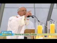 Pope Francis gives the homily during the closing Mass of WYD, July 28, 2013. 