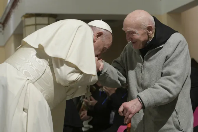 Pope Francis greeted Father Jean Pierre Schumacher in Morocco