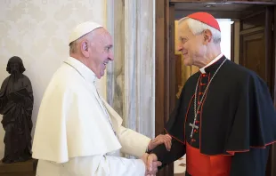 Pope Francis greets Cardinal Donald Wuerl, Oct. 27, 2017.   Vatican Media