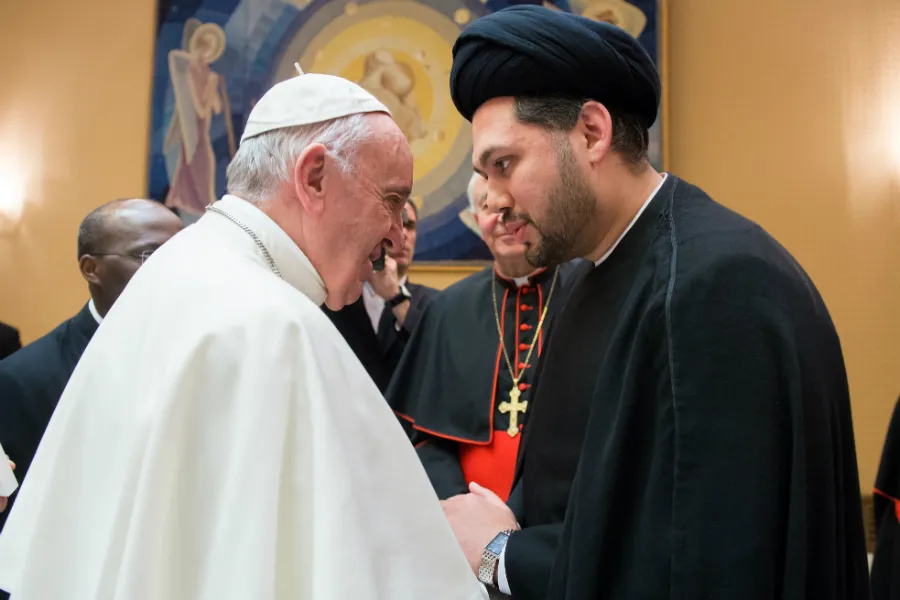 Pope Francis greets Sayed Ali Abbas Razawi, director of the General Scottish Ahlul Bayt Society, at the Vatican April 5, 2017. ?w=200&h=150
