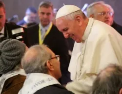 Pope Francis greets the elderly and disabled persons following his Holy Thursday Mass at Rome's Don Gnocchi facility ?w=200&h=150
