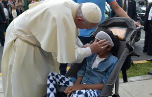 Pope Francis greets locals at the Nunciature in Lima, Peru on January 19, 2018.    Vatican Media