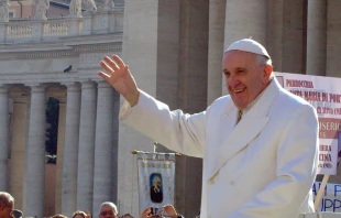Pope Francis greets members of Padre Pio prayer groups in St. Peter's Square Feb. 6, 2016.   Alexey Gotovskiy/CNA.