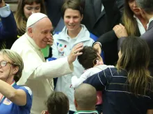 Pope Francis at the Vatican's Paul VI Hall on Oct. 4, 2014. 