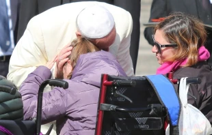 Pope Francis greets pilgrims during his jubilee general audience March 12, 2016.   Alexey Gotovskiy/CNA.