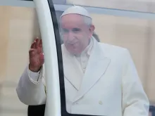 Pope Francis greets pilgrims during his general audience Feb. 10, 2016. 