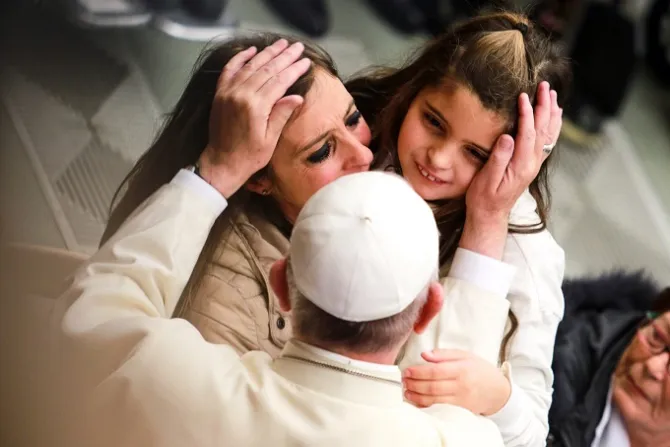 Pope Francis greets pilgrims during his general audience Jan 13 2015 Credit Daniel Ibaez CNA