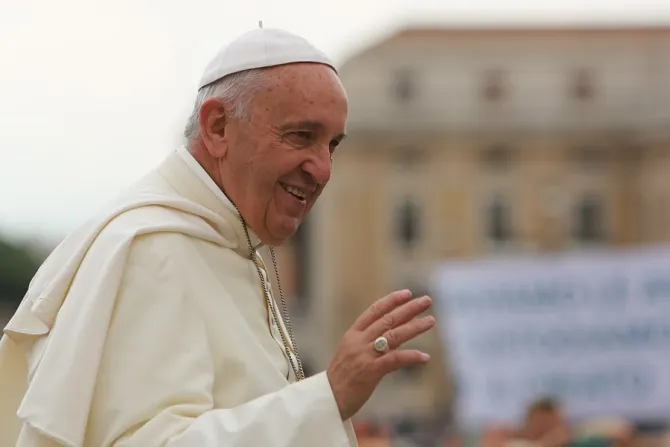 Pope Francis greets pilgrims during his general audience June 24 2015 Credit Daniel Ibanez CNA
