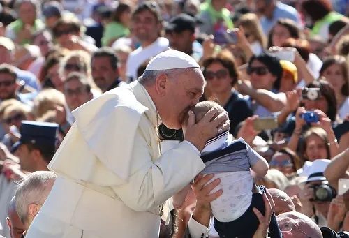 Pope Francis greets pilgrims in St. Peter's Square during the Wed. general audience on Sept. 3, 2014. ?w=200&h=150