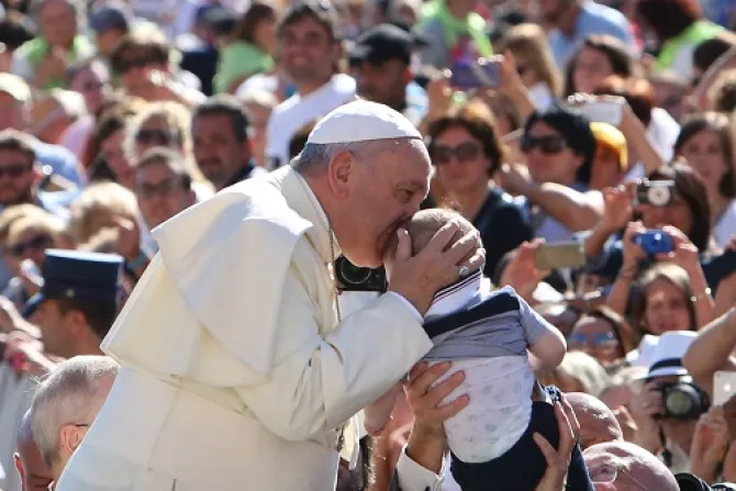 Pope Francis greets pilgrims during his general audience on Sept 3 2014 Credit Daniel IbanezCNA