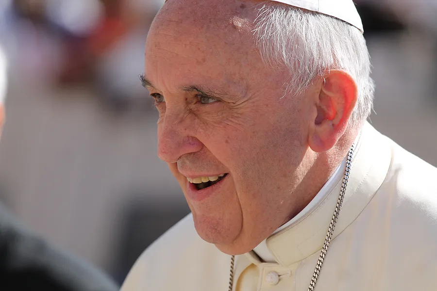 Pope Francis greets pilgrims during the Wednesday general audience in St. Peter's Square on September 3, 2014. ?w=200&h=150
