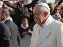 Pope Francis greets pilgrims at St. Peter's Square, Jan. 8, 2014. 