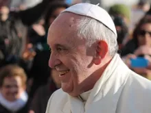 Pope Francis greets pilgrims at the Vatican, Jan. 8, 2014. 