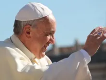 Pope Francis greets pilgrims during his Wednesday audience on Oct. 2, 2013. 