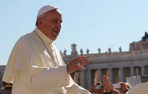Pope Francis greets pilgrims in St. Peter's Square Oct. 2. ?w=200&h=150