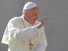 Pope Francis greets pilgrims in St. Peter's Square before the Wed. general audience on Oct. 2, 2013. 